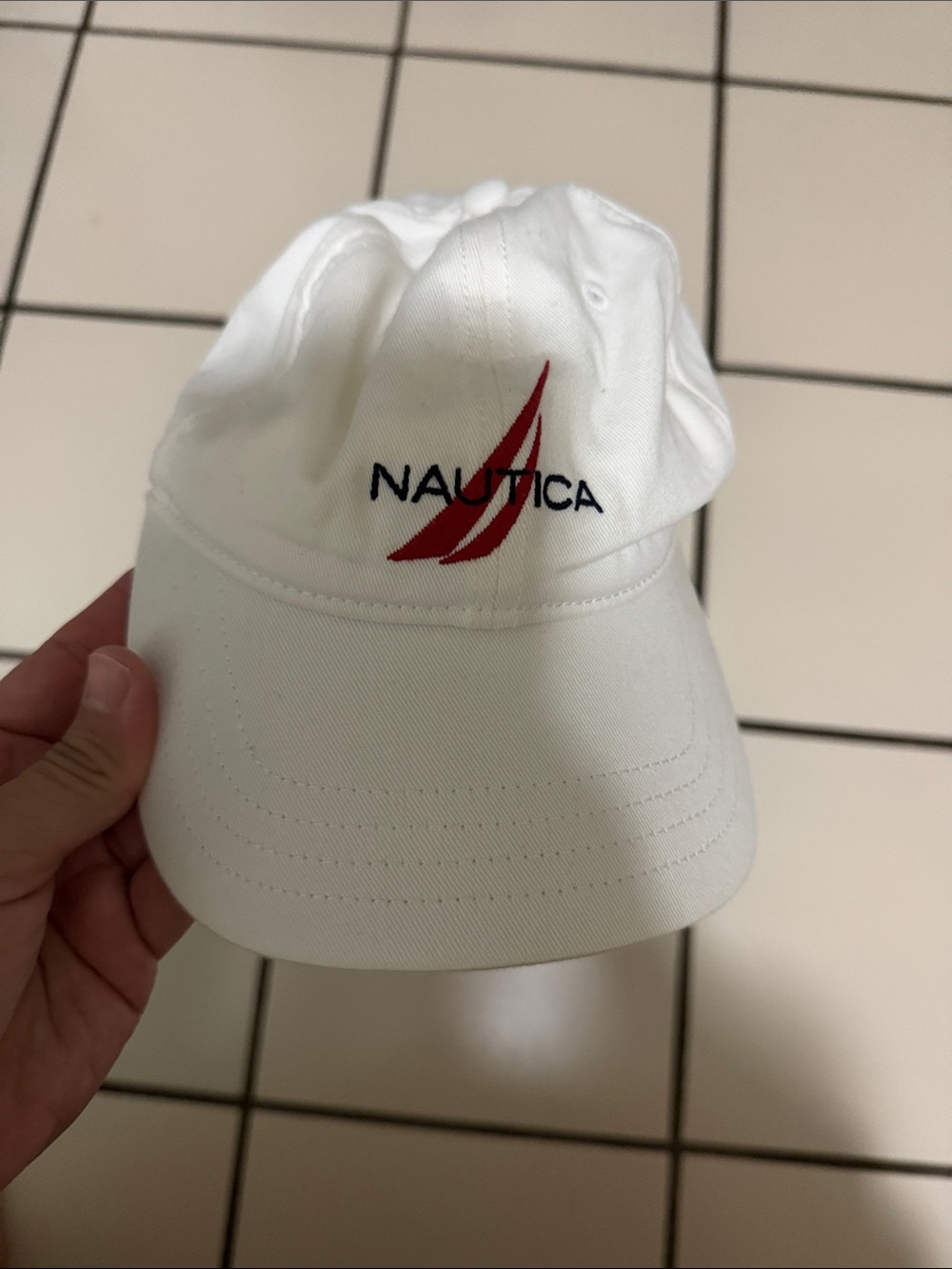 Nautica Kids White Hat with Red Sail Logo